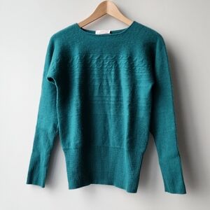 Vintage 100% Cashmere Cable Striped Long Rib Knit Sweater